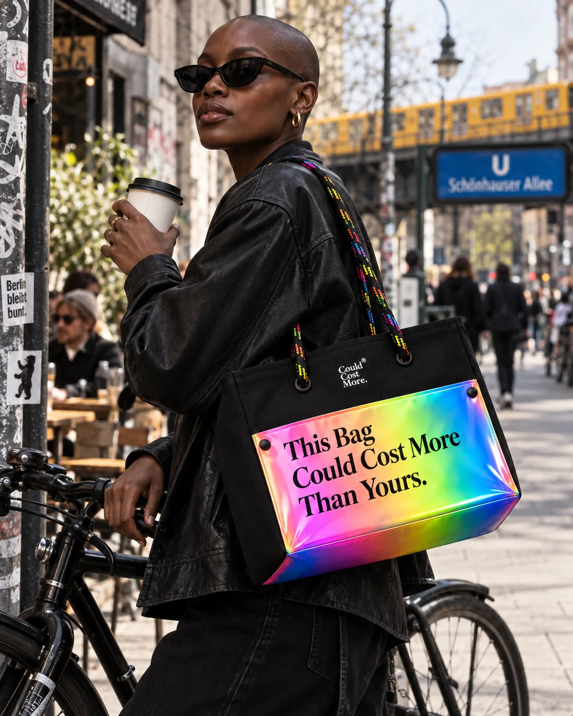 Berlin: the tote on the street, shot wide.