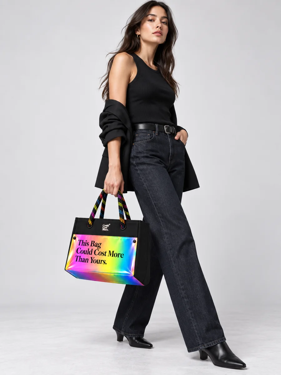 The Small Tote. carried by a model, for scale.